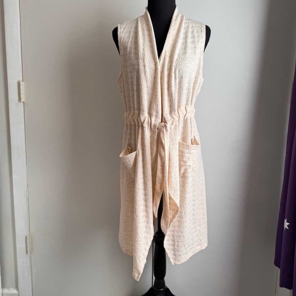 C Est 1946 Sleeveless Long Cardigan Open Front Tie Waist Women’s Medium